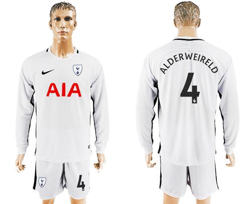 Tottenham Hotspur #4 Alderweireld Home Long Sleeves Soccer Club Jersey - Click Image to Close